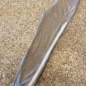 Athleta light grey, white side stripe leggings